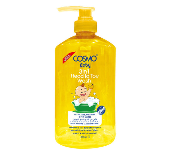 Cosmo Baby 3 in 1 Head To Toe Wash 1000ml
