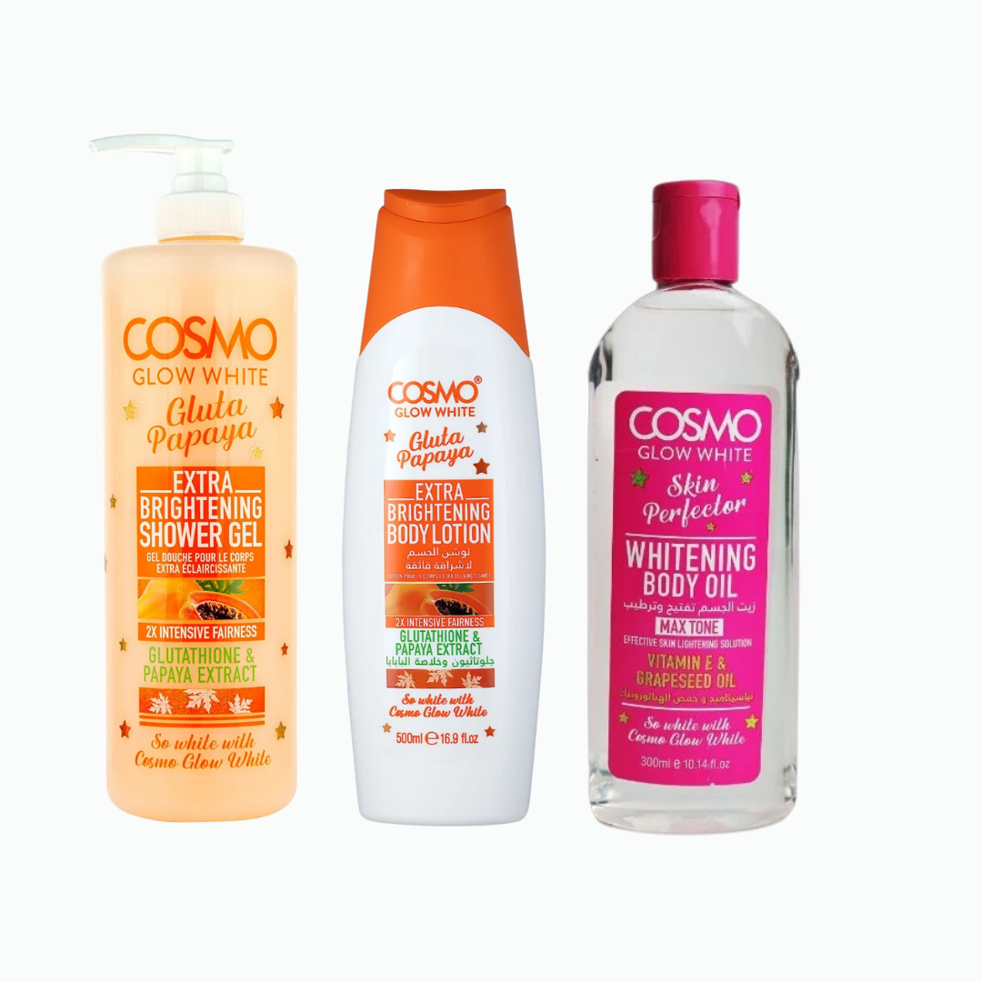 Cosmo Glow White Gluta Papaya ShowerGel+Body Lotion+Body Oil