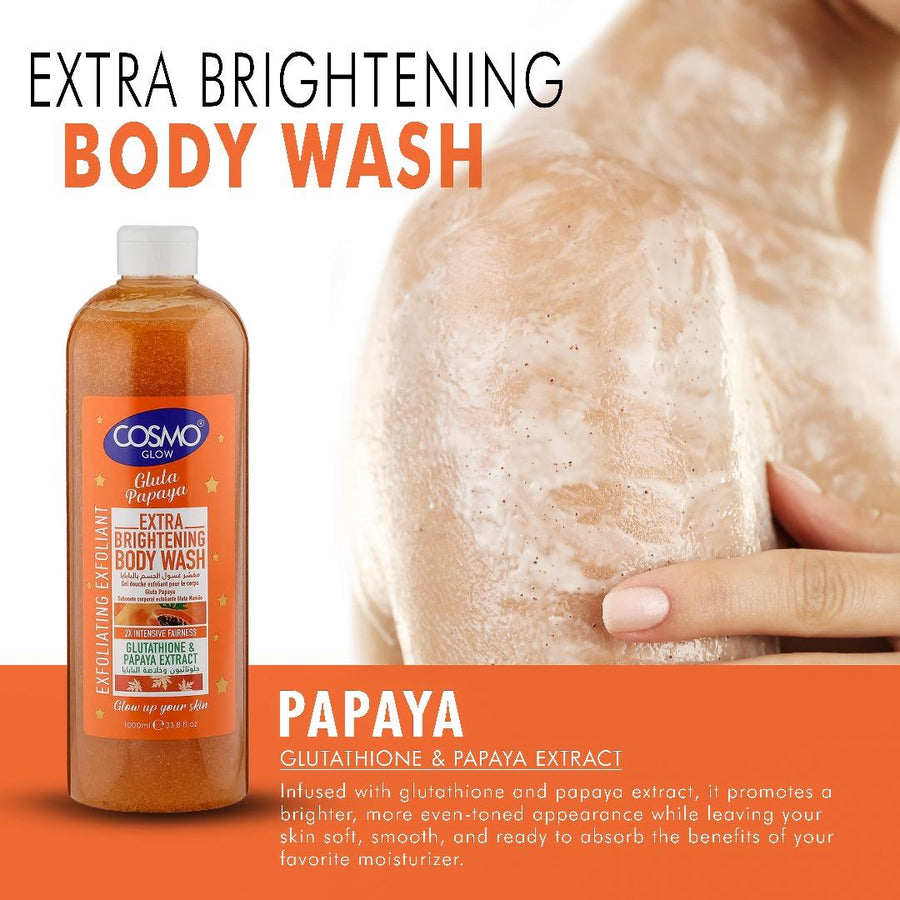 Cosmo Glow White Gluta Papaya Extra Brightening Exfoliating Body Wash